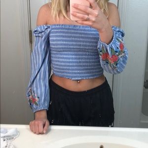 blue crop top